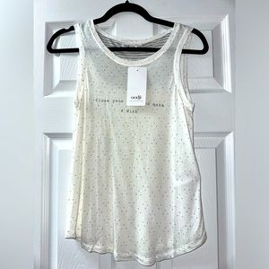 oodji Pajama PJ top tank shirt close your eyes & make a wish Stars White gray XS